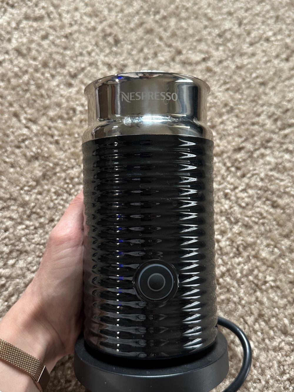 Nespresso Black and Silver Aeroccino Milk Frother